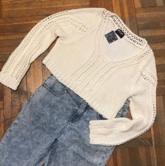 Nasty Gal Take It Easy Knit Crop Sweater - LARGE - NEW NWT - Picture 4 of 6